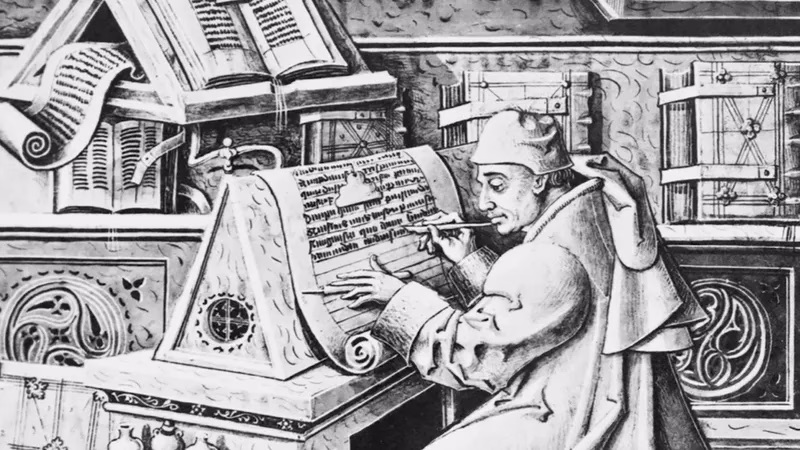 15th century printing press in use