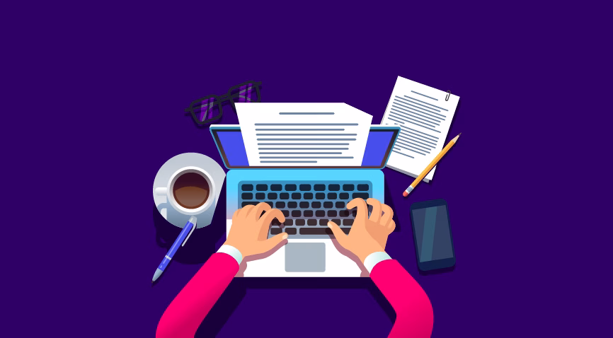 Illustration of the business aspects of content writing, including strategy, monetization, and planning