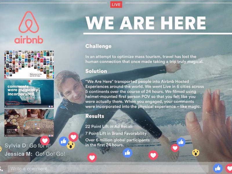 Airbnb “We Are Here” campaign promoting unique travel experiences