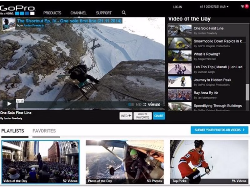 GoPro showcasing user-generated content captured by customers