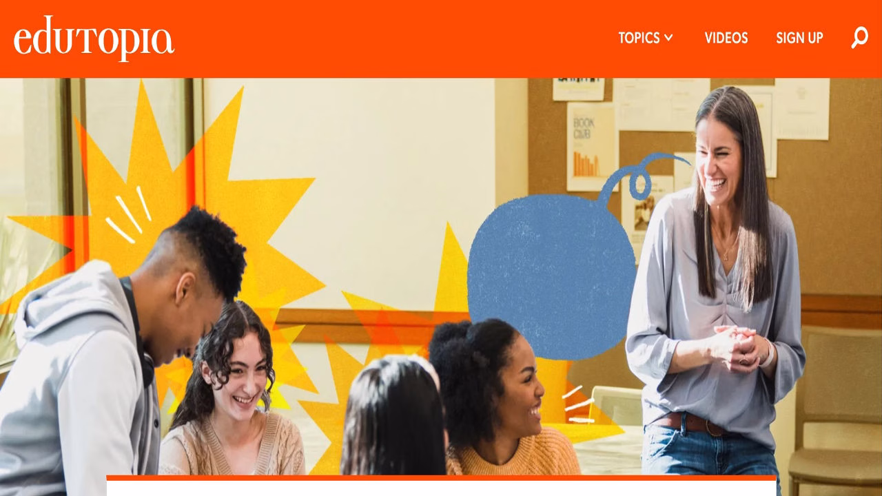 Screenshot or illustration of Edutopia blog focused on innovative teaching methods and educational resources