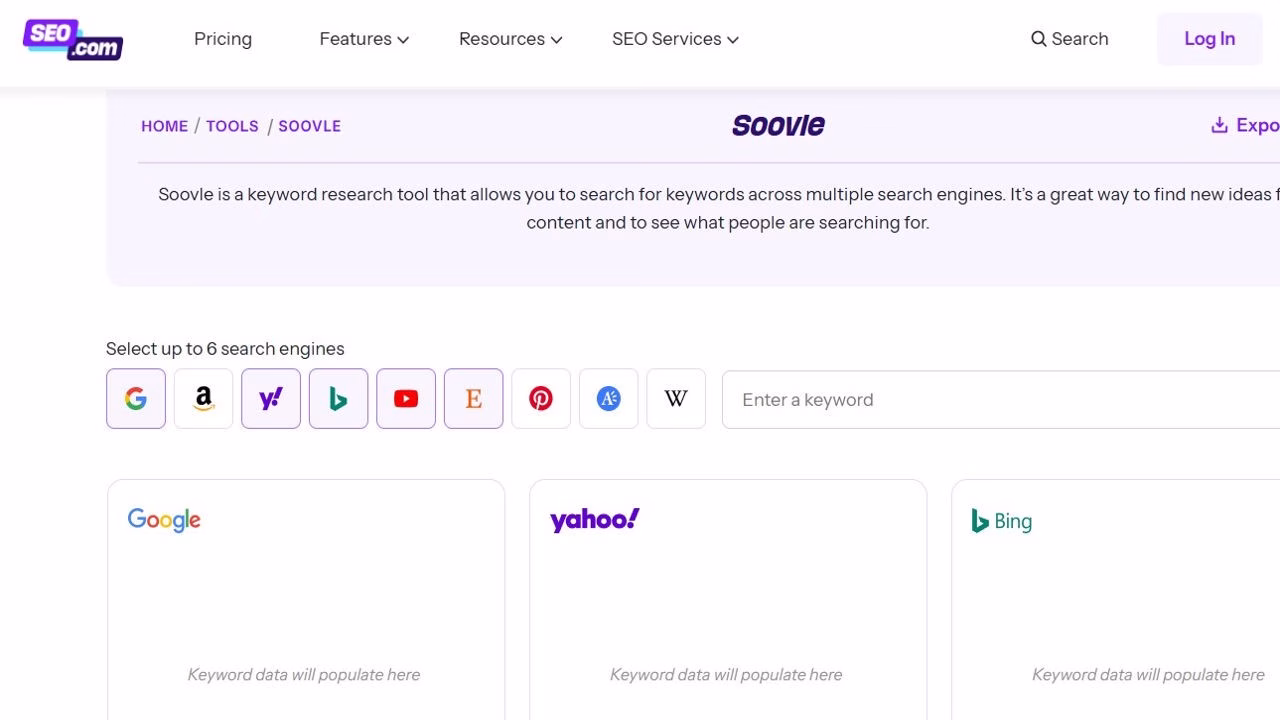Home page of Soovle