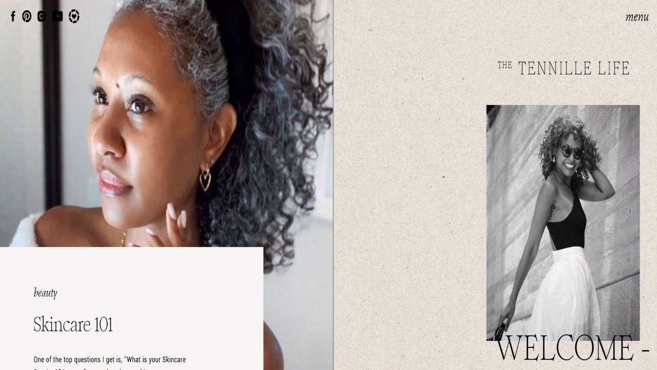 Screenshot or illustration of The Tennille Life blog focused on beauty tips, skincare, and lifestyle content