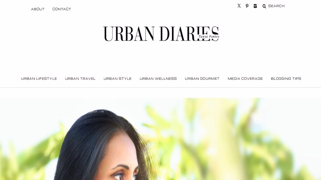 Screenshot or illustration of Urban Diaries lifestyle blog covering fashion, travel, and city living