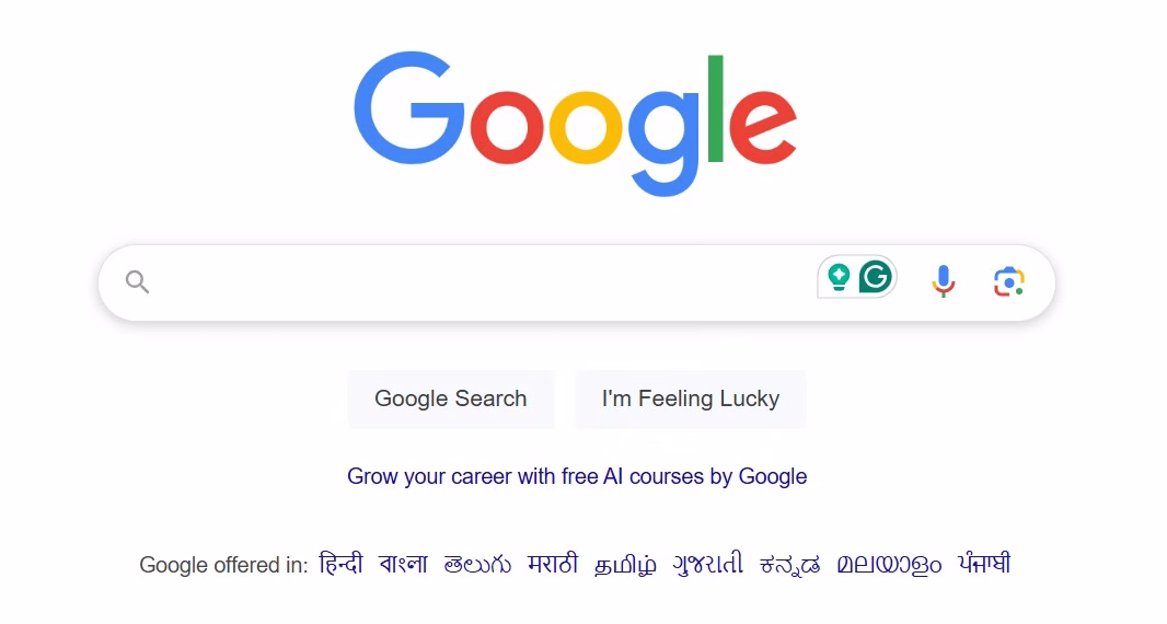 Google home page screenshot