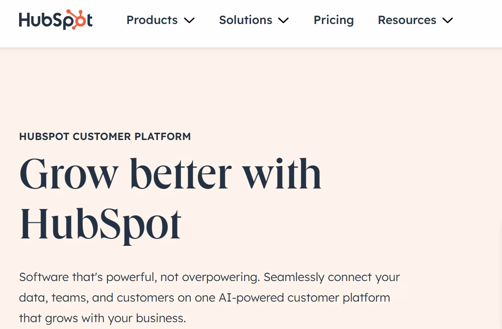 HubSpot home page screenshot