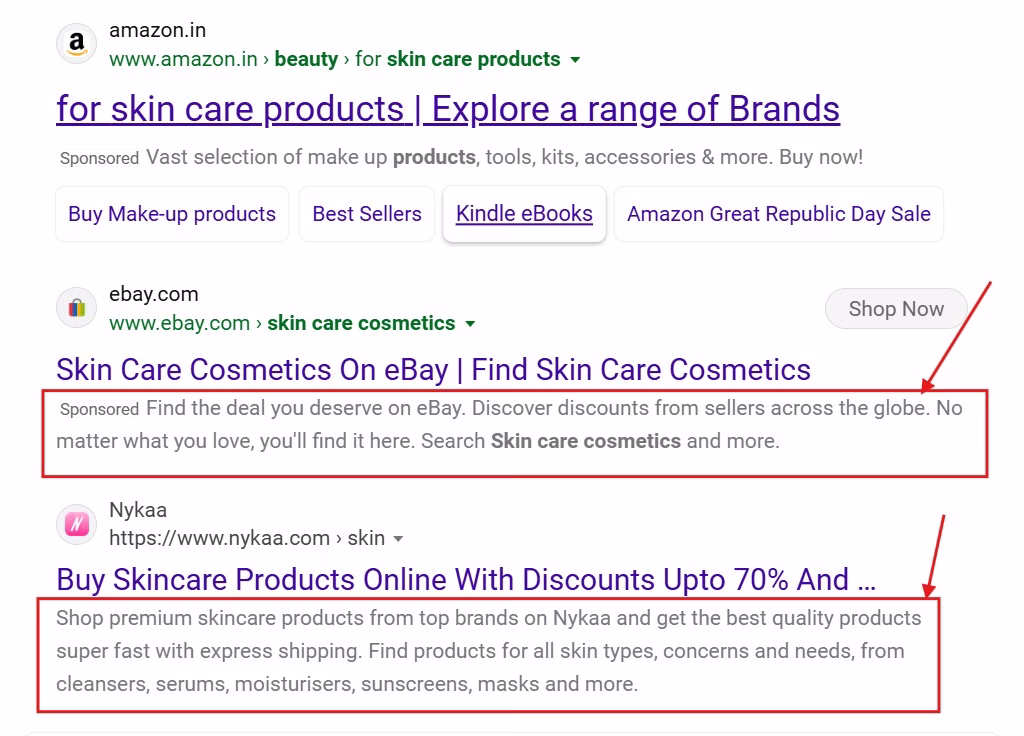 Meta description optimization example