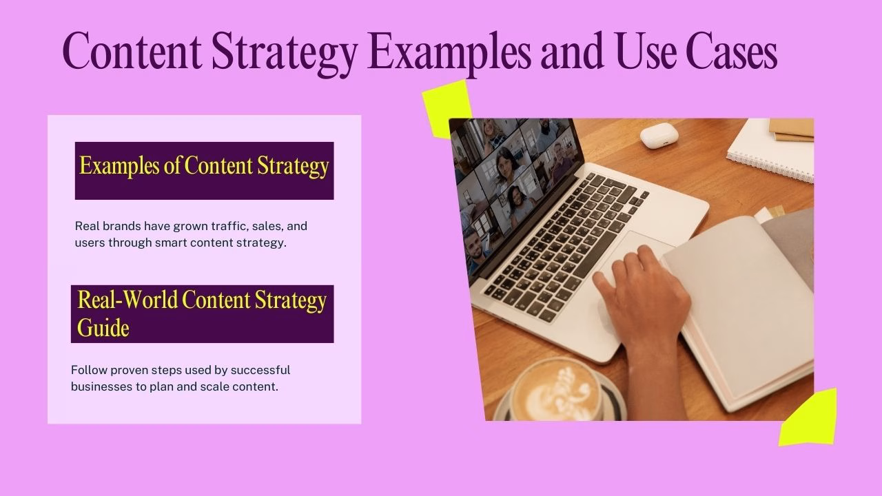 Case study visuals showing success stories from content strategies
