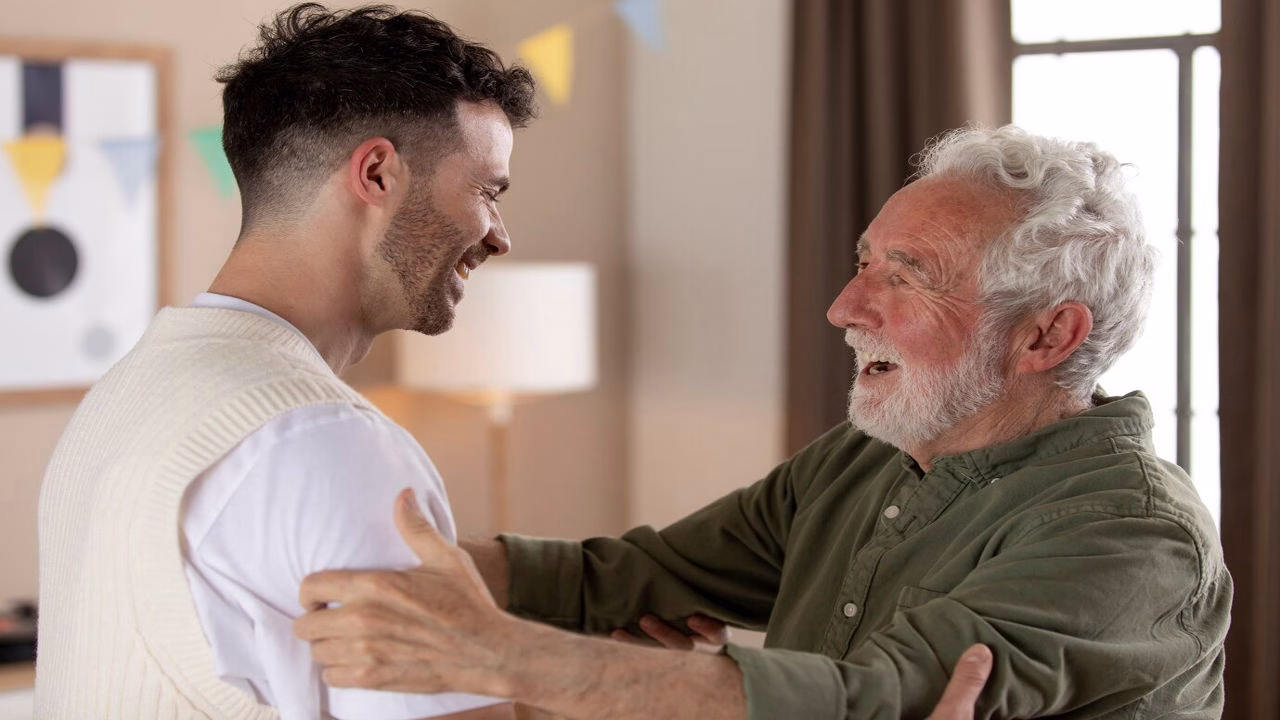 A family sharing a special Father’s Day moment with their beloved papa