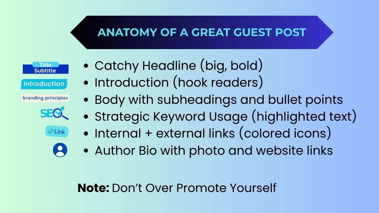 Guest post pitch email template showing how to contact blog owners with writing ideas