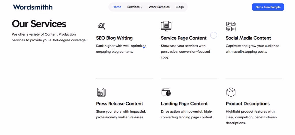 Hyper Content long form landing page design