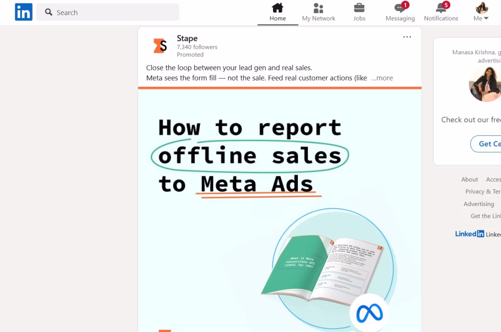 LinkedIn post showing short form content in action