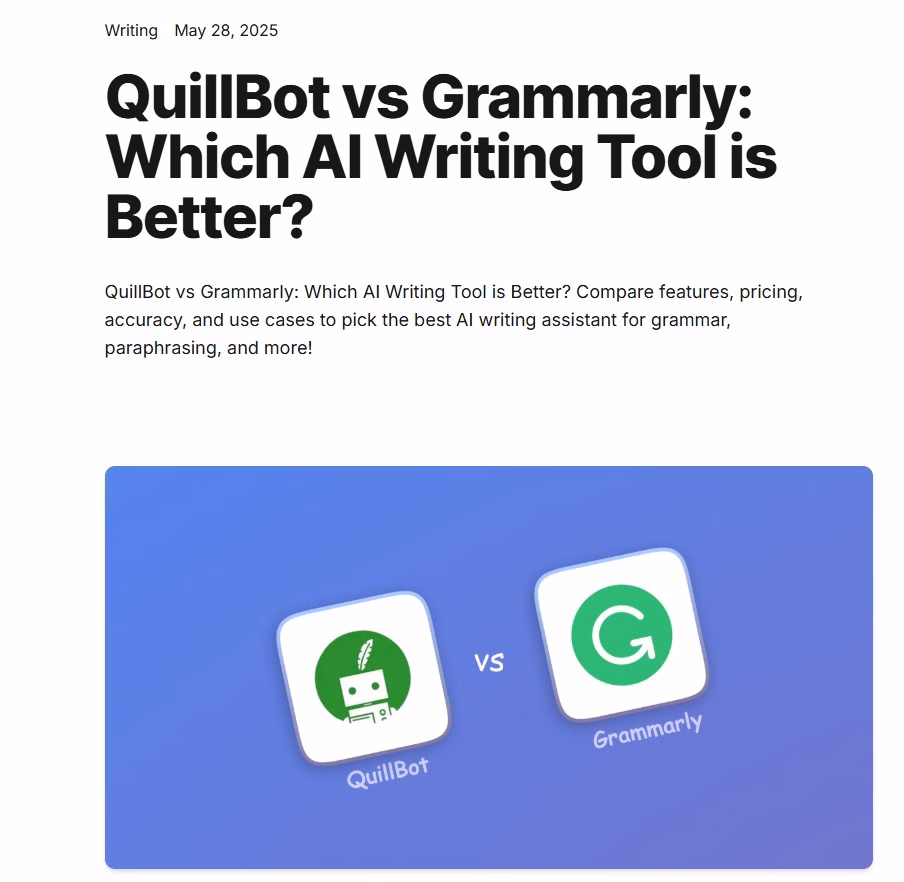 Grammarly Go and Quillbot AI writing tool comparison