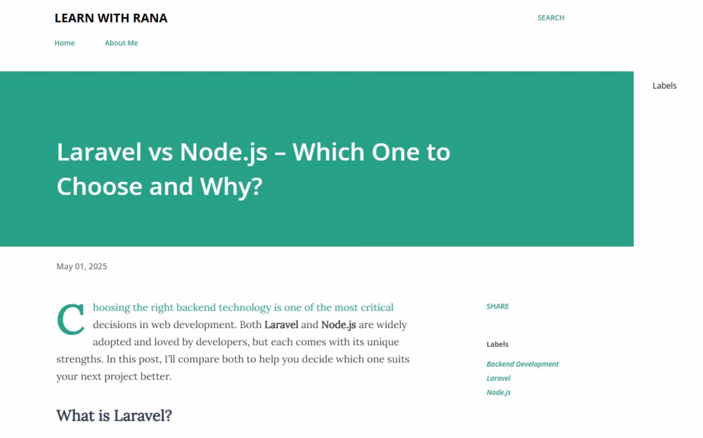 Laravel vs Node.js comparison for backend development