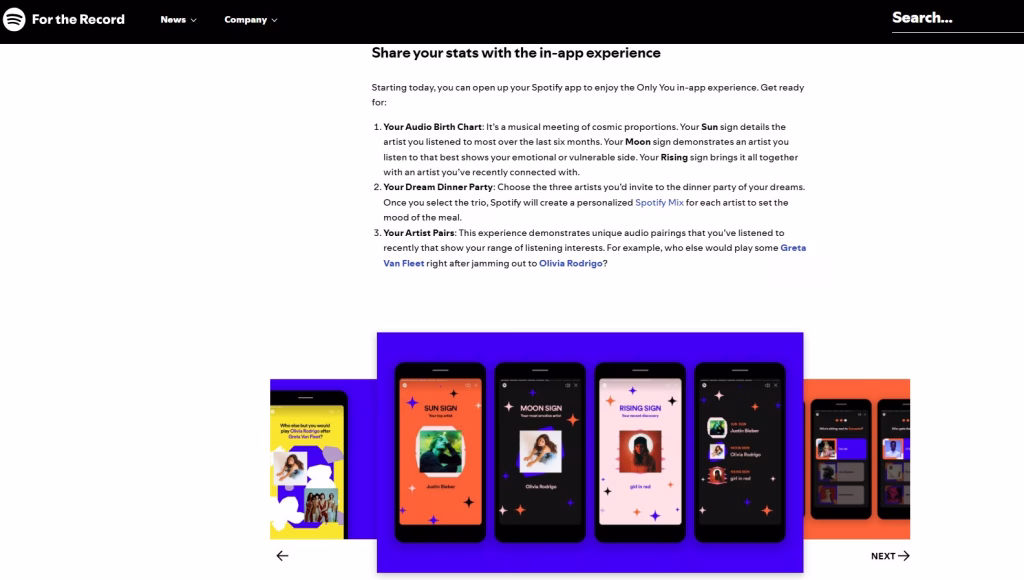 Spotify Only You campaign featuring personalized astrology-style music data