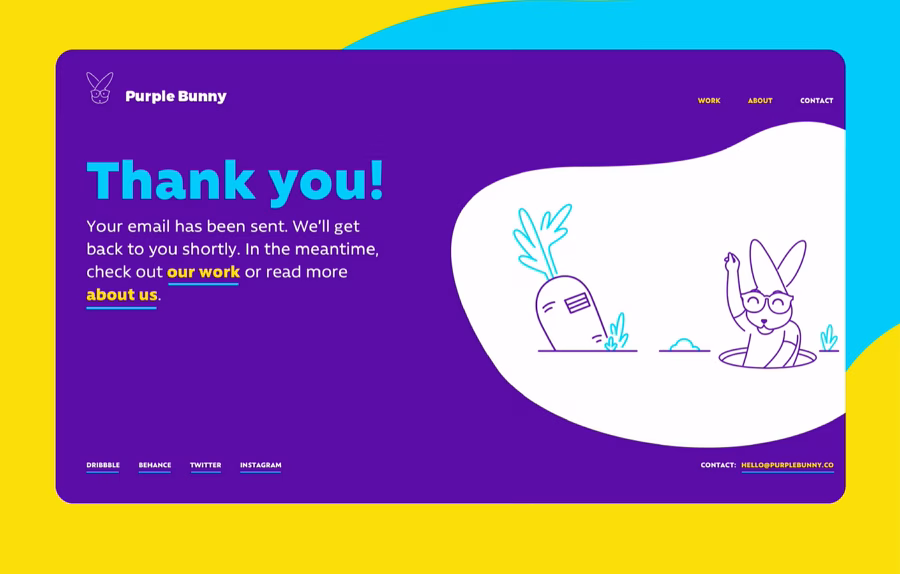 Thank you confirmation page with next steps and share buttons