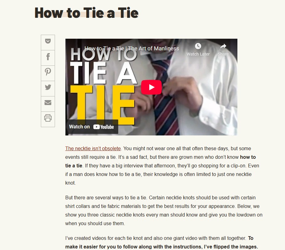 Step-by-step image of how to tie a necktie
