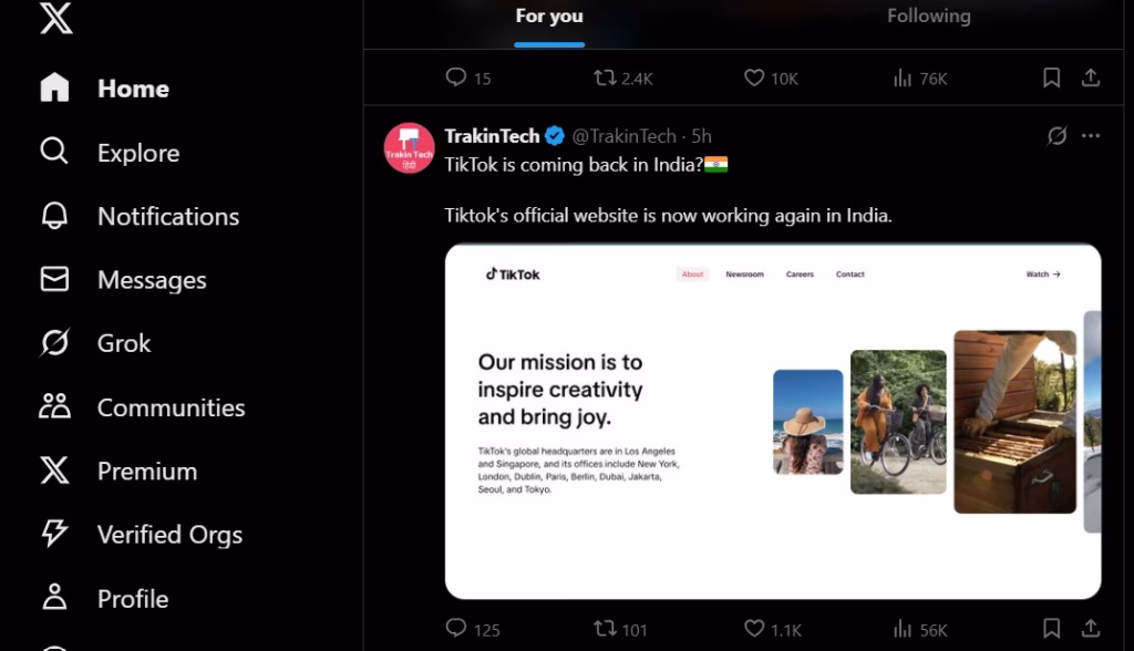 Twitter post sharing trending industry news with commentary