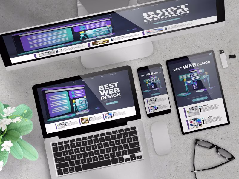 Comparison of desktop and mobile website layouts highlighting responsive design differences