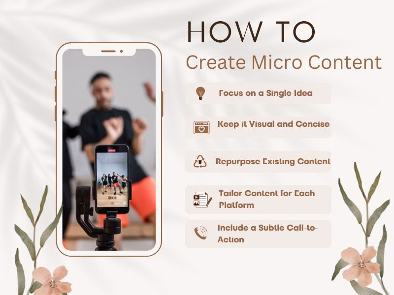 Infographic with tips to create effective micro content for marketing success