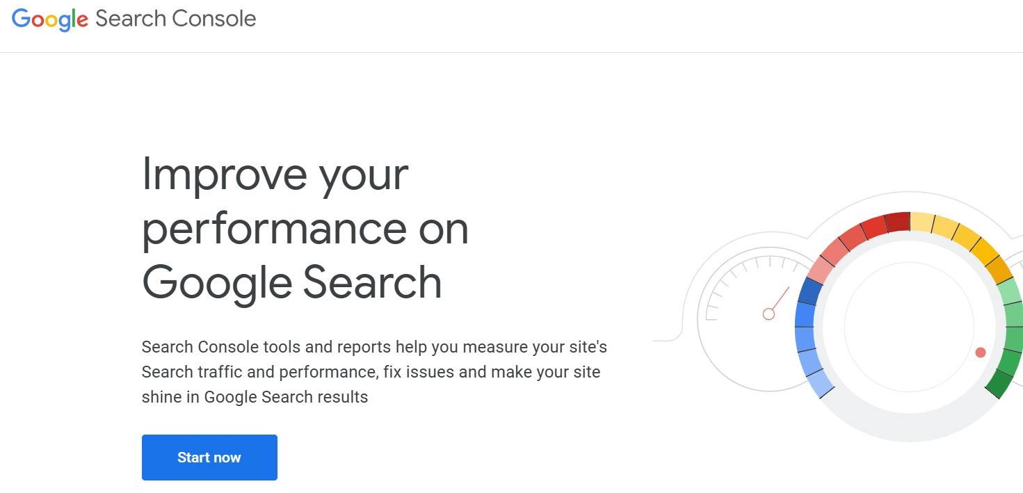 Google search console home page