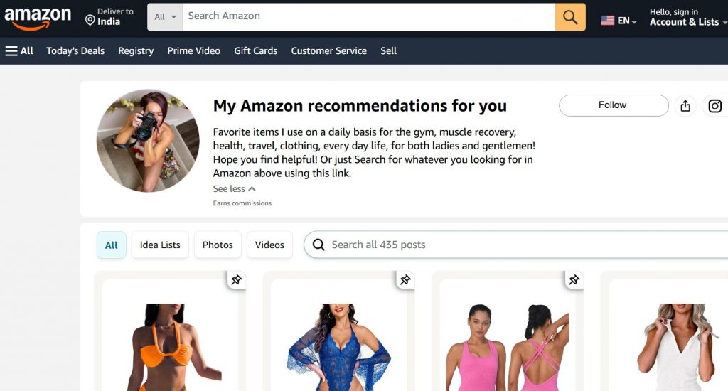 Amazon personalized recommendations section