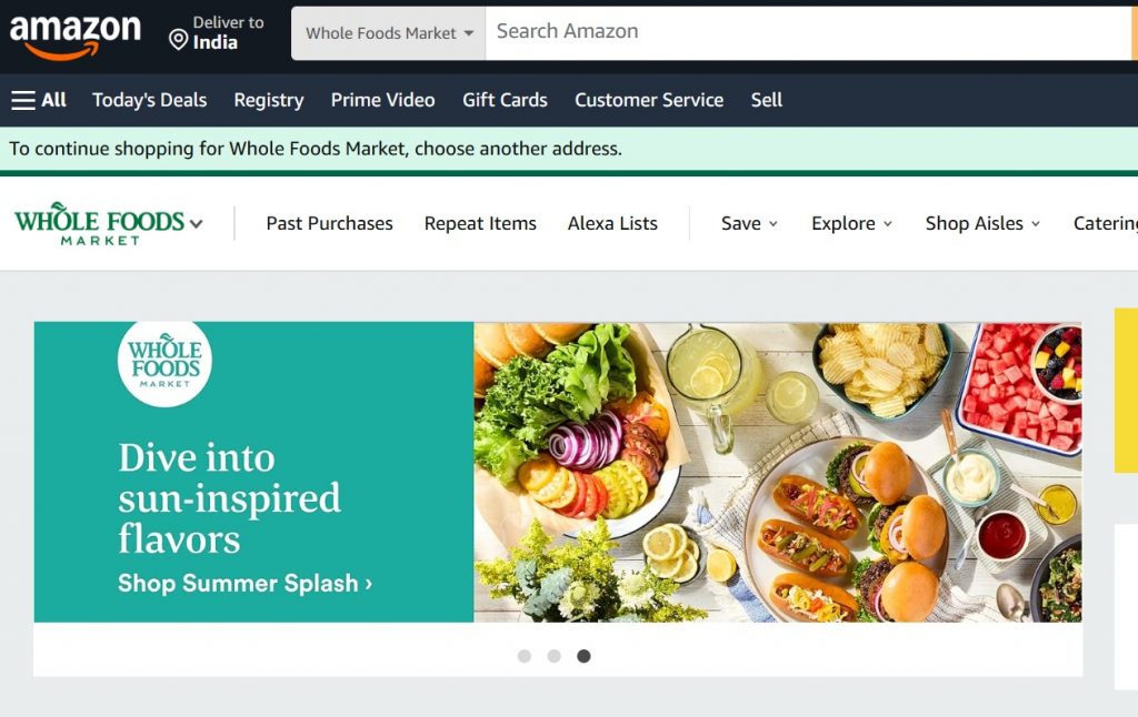 Amazon Whole Foods Market showcasing organic products