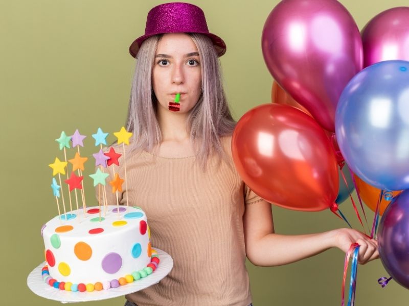 Facebook birthday post idea with cake and celebration graphics