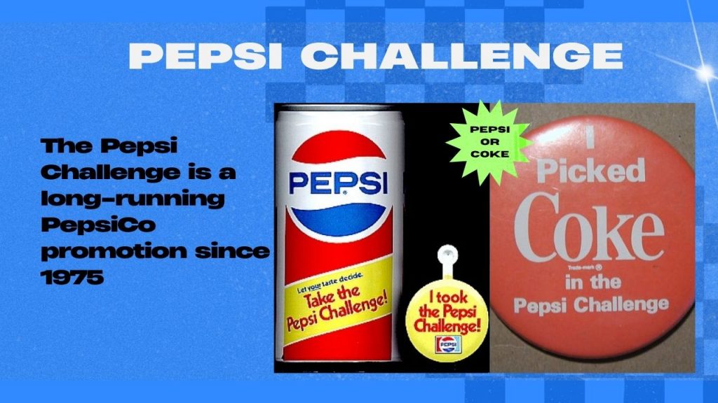 1970s Pepsi Challenge campaign highlighting blind taste tests against Coca-Cola