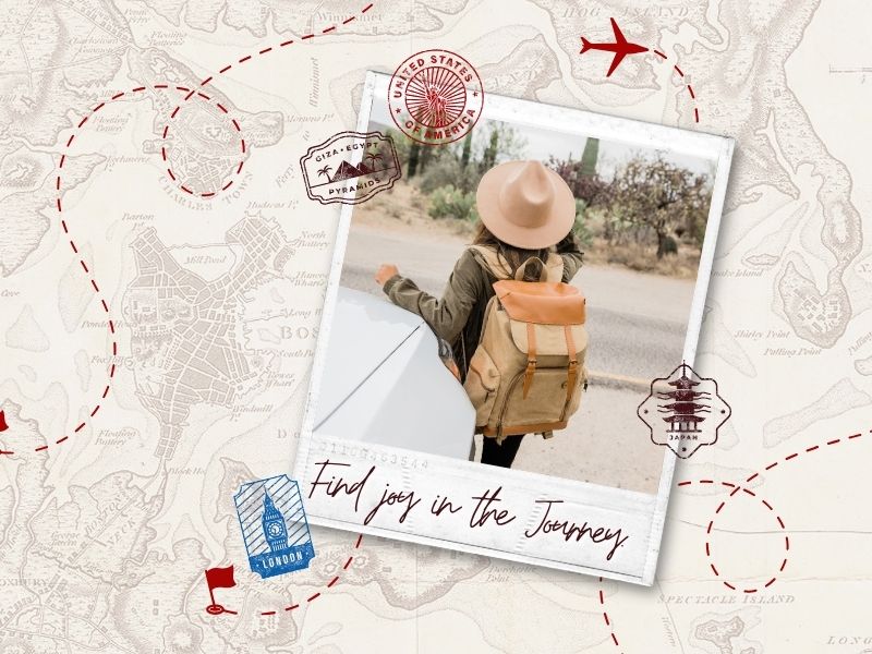 Vacation-themed Facebook post idea with travel photos