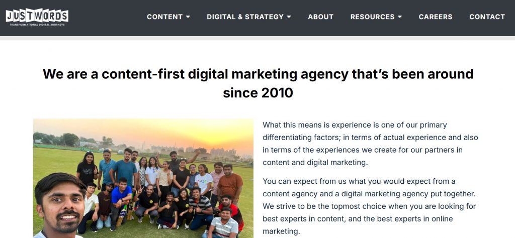  Justwords agency with content marketing and blog writing expertise